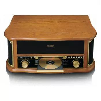 Diržinė pavara garso patefonas Lenco TCD-2551WD Wood — Bluetooth, CD, kasetė, AM/FM, USB kodavimas, 33/45/78 aps./min.