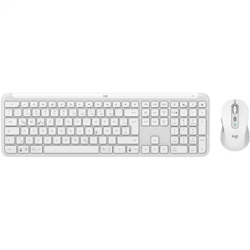 Logitech MK950 Signature Slim klaviatūra su pele, biuro RF + Bluetooth, QWERTZ vokiškas, grafito/baltos spalvos