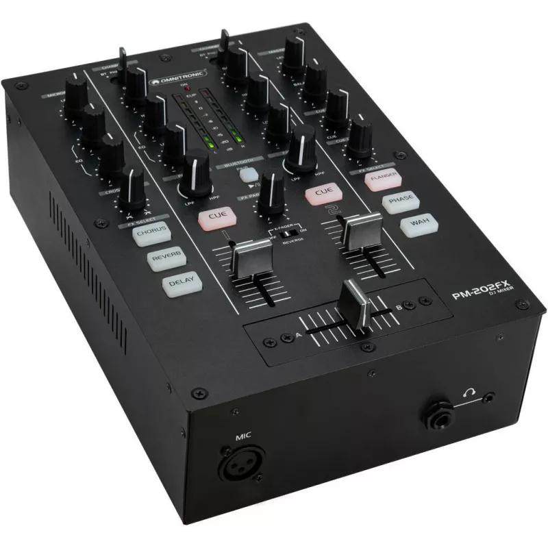 2 kanalų DJ mikseris Omnitronic PM-202FX su filtru ir Bluetooth