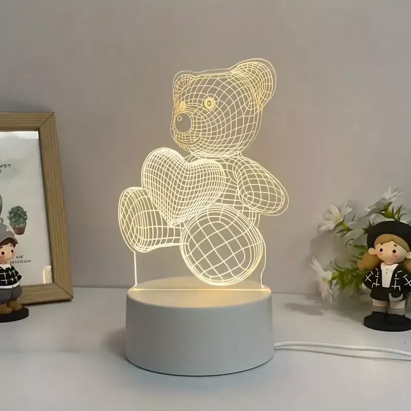 Naktinė lempa Extralink HOME 3D širdies optinės iliuzijos prie lovos USB