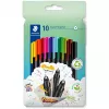 Smulkūs rašikliai „Staedtler 334 C10“, itin smulkus 0,3 mm antgalis, 10 spalvų (juoda, mėlyna, ruda, žalia, šviesiai mėlyna, šviesiai žalia, oranžinė, rožinė, raudona, geltona)