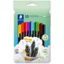 Smulkūs rašikliai „Staedtler 334 C10“, itin smulkus 0,3 mm antgalis, 10 spalvų (juoda, mėlyna, ruda, žalia, šviesiai mėlyna, šviesiai žalia, oranžinė, rožinė, raudona, geltona)