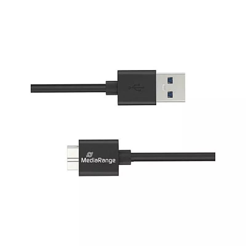 USB-A į Micro-B USB 3.0 įkrovimo ir sinchronizavimo laidas MediaRange MRCS239 — 50 cm, 5 Gbps, 5W, juodas
