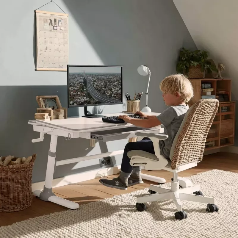 Ergo Office vaikiškas ergonominis reguliuojamo aukščio stalas, pilkas, maks. 100 kg, ER-417 2cz