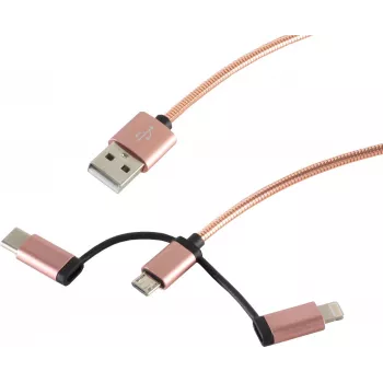 USB laidas S/CONN 14-50074 USB 2.0 1 m USB A Micro-USB B rožinis auksas
