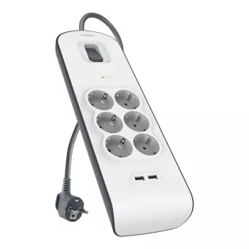 Maitinimo lizdų blokas Belkin BSV604VF2M-V2 — 6 lizdai, 2× USB-A, 2 m kabelis