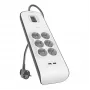 Maitinimo lizdų blokas Belkin BSV604VF2M-V2 — 6 lizdai, 2× USB-A, 2 m kabelis