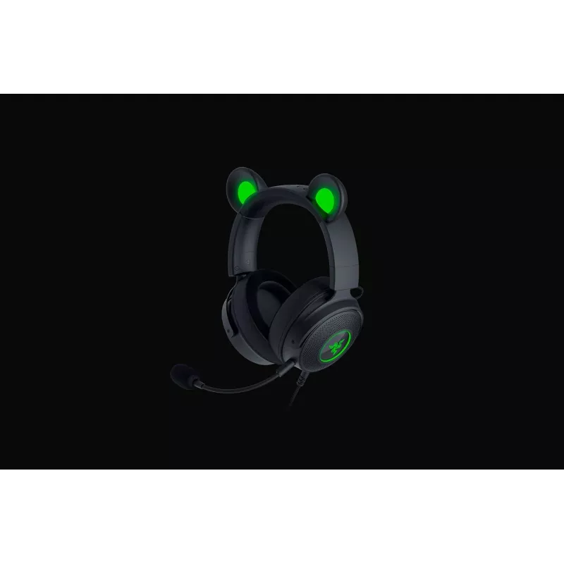 Razer Kraken V2 Pro Kitty Edition – laidinis ausinių komplektas, uždengiančios ausines, juodos spalvos, žaidimams