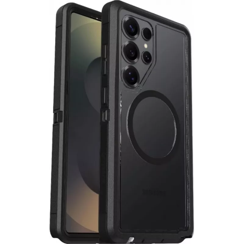 Otterbox OB Def XT Clear Magnets Samsung GALAXYS25 Ultra Dark SIDE-Juoda (77-97584) Grūdinto stiklo ekrano apsauga