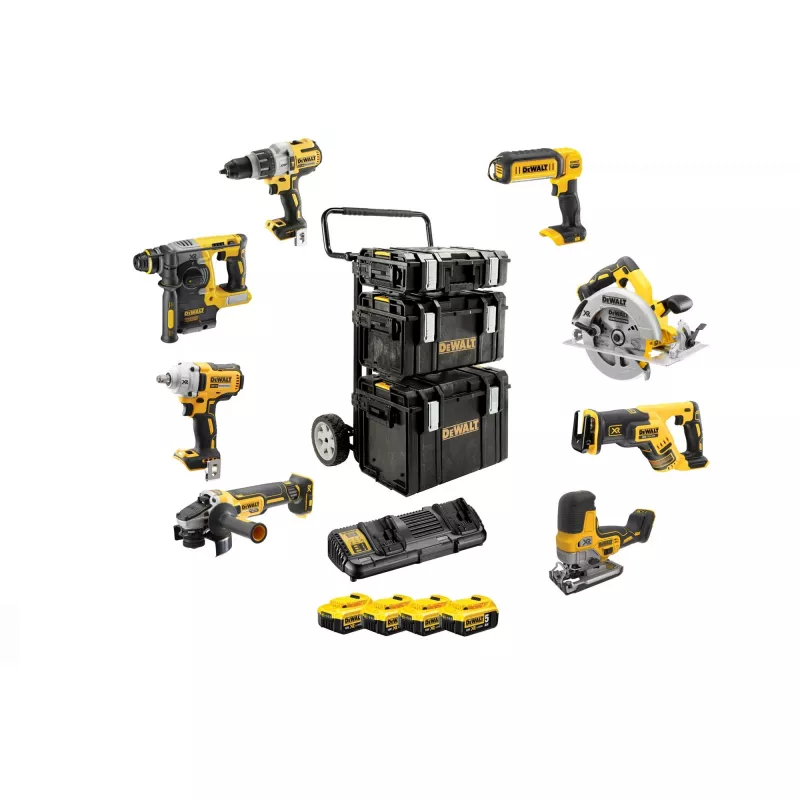 Belaidis plaktukinis rinkinys DeWalt DCK856P4 18V su 4× ličio jonų 5,0 Ah baterijomis