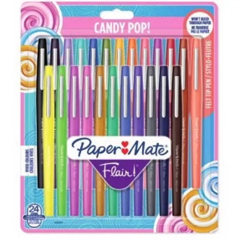 PAPER MATE pluoštinis rašiklis Flair Candy Pop 24 vnt. lizdinėje pakuotėje M