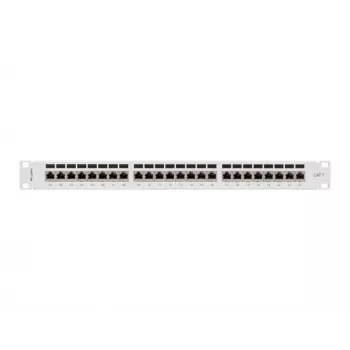 Patch panel 1U LANBERG PPS7-1024-S — 24 prievadų, Cat7, F/UTP, metalinis, 1U (445×102×44,5 mm)