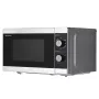 Kombinuota mikrobangų krosnelė Sharp YC-MG01E-S — 20 l, 800 W mikrobangų, 1000 W grilis, 5 galios lygiai, sukamoji valdymo rankenėlė, 25,5 cm sukamoji lėkštė