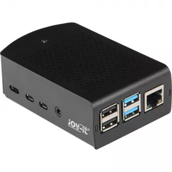 JOY-IT RPI CASE ALU06 - korpusas Raspberry Pi 4, aliuminis, juodas (RB-ALUCASEP4+06)