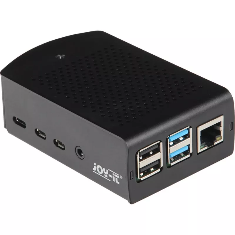 JOY-IT RPI CASE ALU06 - korpusas Raspberry Pi 4, aliuminis, juodas (RB-ALUCASEP4+06)