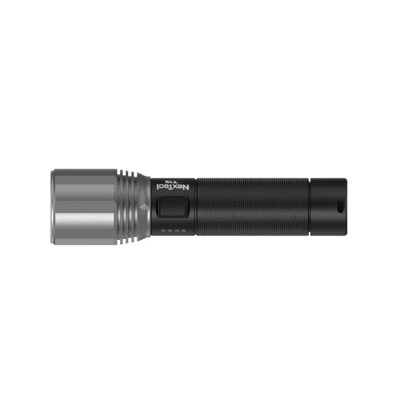 Rankinis žibintuvėlis Nextool T10 — 2000 lm, 220 m spindulys, USB-C, IPX7, aliuminio korpusas, 152 mm