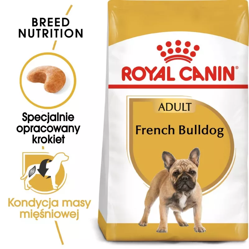 Sausas šunų ėdalas Royal Canin French Bulldog Adult 9 kg — kiauliena, 26 % baltymų, 18 % riebalų