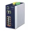 PLANET IGS-10020PT - Switch - managed - 8 x 10/100/1000 (PoE) + 2 x Gigabit SFP - DIN rail mountable, wall-mountable - PoE (130 W) - DC (IGS-10020PT)
