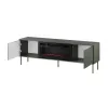 Cama Meble TV spintelė su židiniu TRESSE 180x40x54,5 cm — matinės žalios spalvos viršus, medžio drožlių plokštė