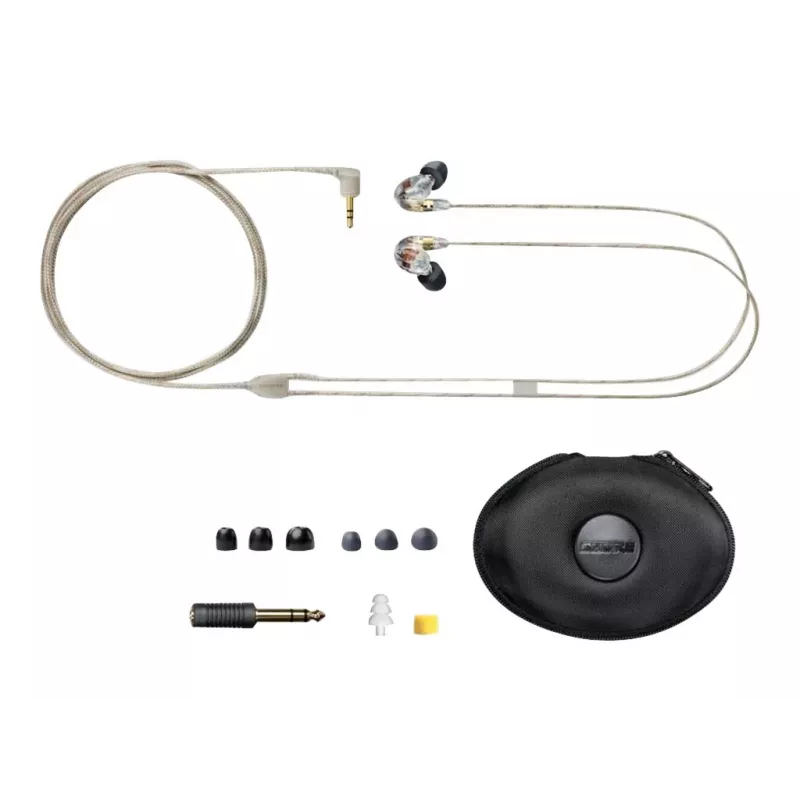 Shure SE535 ausinės laidinės į ausis įdedamos scenai/studijai permatomos