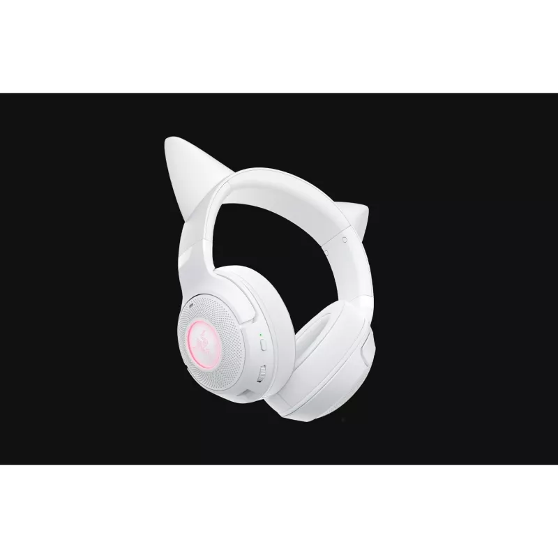 Belaidės žaidimų ausinės Razer Kraken Kitty V2 BT Baltos su Bluetooth, THX Spatial Audio, RGB apšvietimu