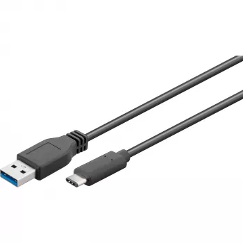 Wentronic Goobay USB 3.0 SuperSpeed kabelis > USB-C™, juodas, 2 m - USB 3.0 kištukas (A tipas) > USB-C kištukas (71221)