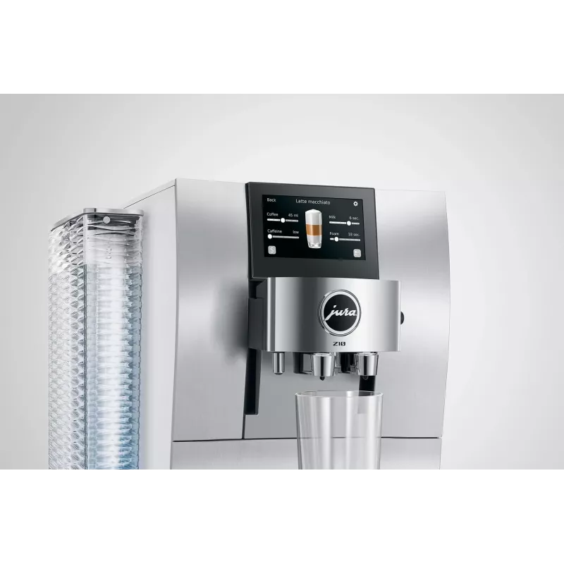 Visiškai automatinis espreso aparatas JURA Z10 (EB) — 2,4 l vandens talpa, įmontuotas malūnėlis, 1450 W, aliuminis / balta
