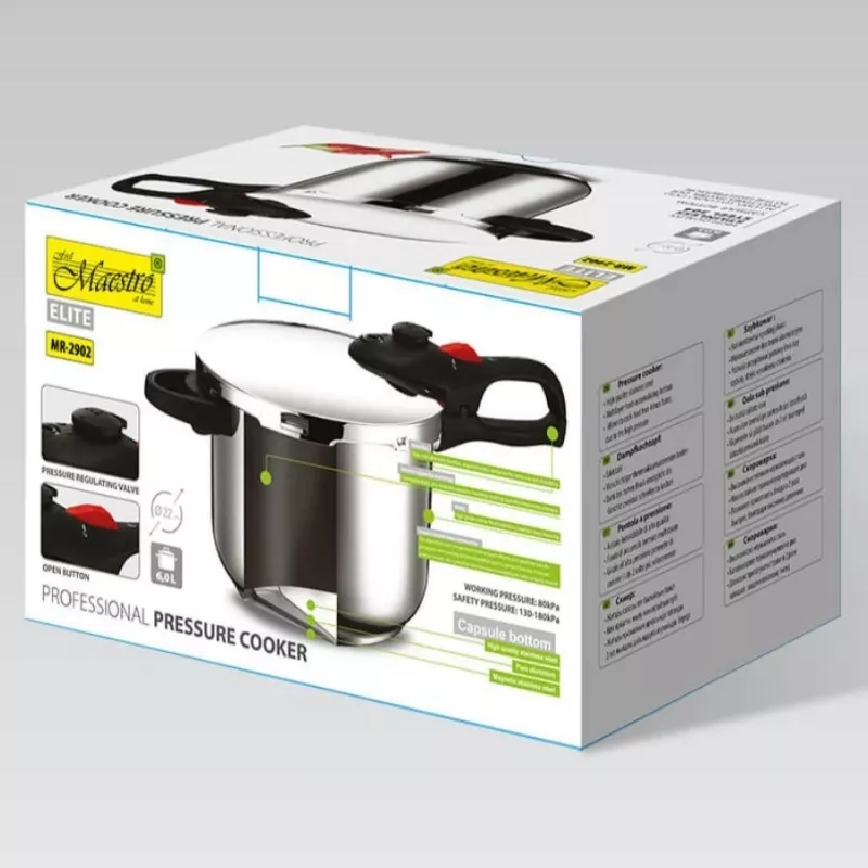 Puodas greitpuodis Maestro MR-2902, 6 l, sidabrinis