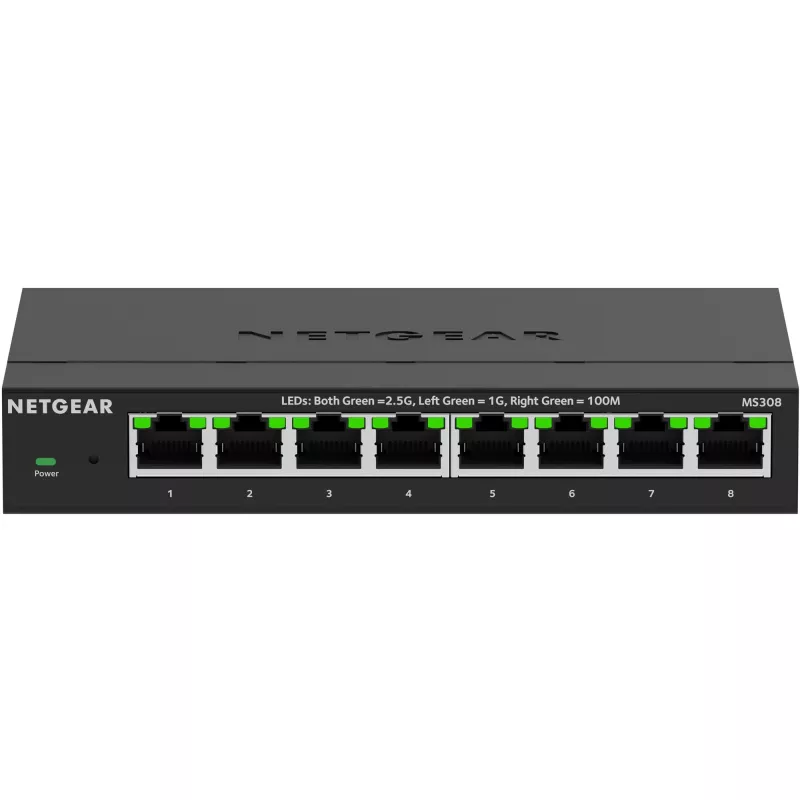 NETGEAR MS308 Nevaldomas 2.5G Ethernet (100/1000/2500) Juodas