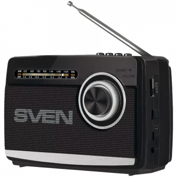 Garsiakalbis SVEN SRP-155, juodas (3 W, Bluetooth, FM/AM/SW, USB, „microSD“, žibintuvėlis, baterija)