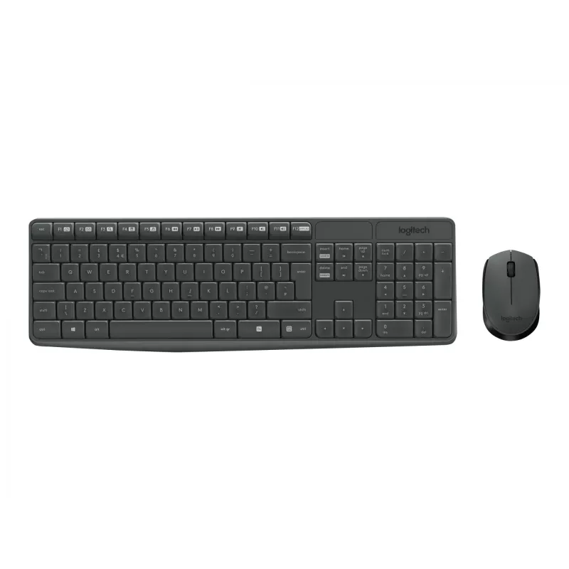 Logitech MK235 Patvarus belaidis klaviatūros ir pelės rinkinys pilkai