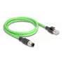 Tinklo kabelis DeLOCK M12 kabelis A koduotas 8 kontaktų kištukas į RJ45 kištukas PUR (TPU) 1 m