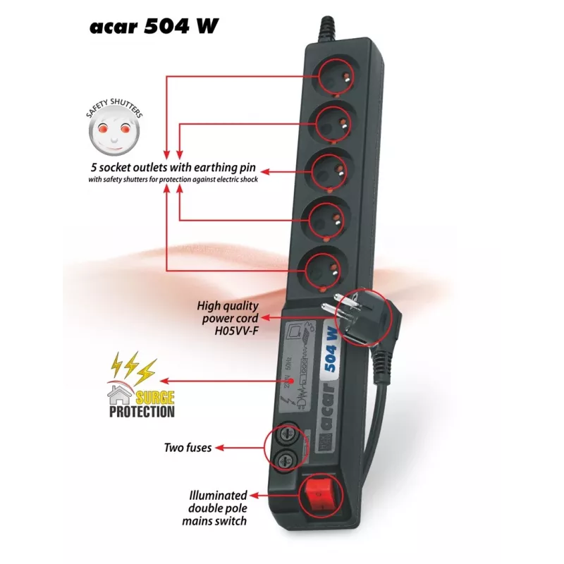 Acar 504WF EMI/RFI viršįtampių apsaugos juosta 3m