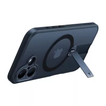 Apsauginis telefono dėklas Torras Pstand Spin, skirtas iPhone 16 Plus – juodas, sulankstomas stovas, plona apsauga