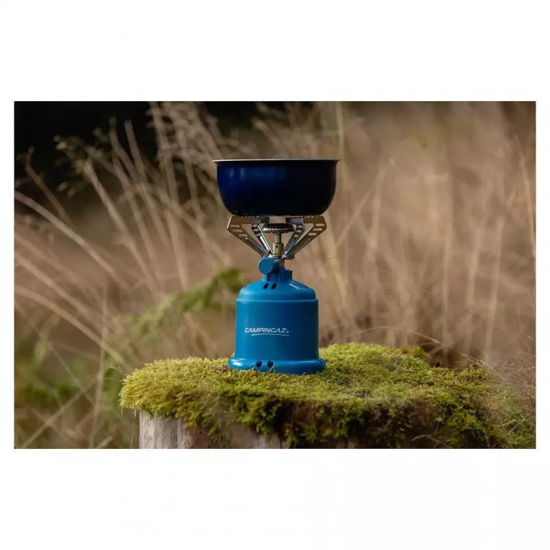 Skysto kuro kempingo viryklė Campingaz 2230063 — 1 degiklis, gamtinės dujos, Ø 14 cm, 190 mm aukštis, 280 g