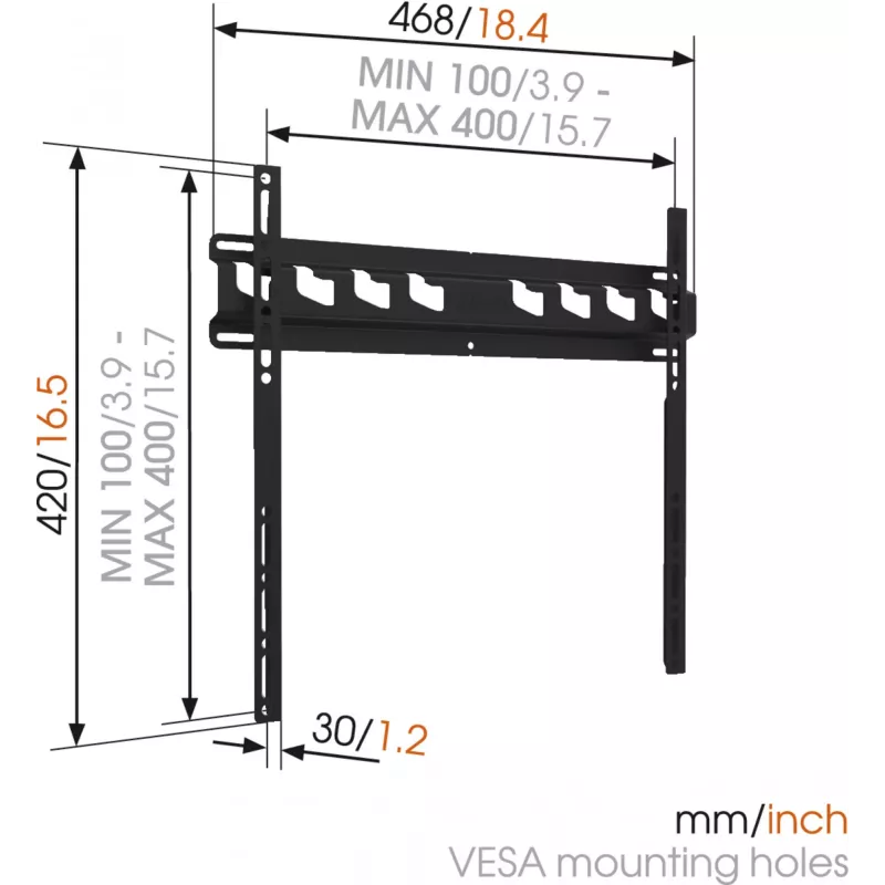 VOGELS | Sieninis laikiklis | MA3000-A | Fiksuotas | 32-55 coliai | Maksimali apkrova 60 kg | Juoda