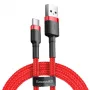 USB 2.0 A į USB-C laidas Baseus CATKLF-B09 1m QC3.0 nailoninis pintas raudonas, greitas įkrovimas ir duomenų sinchronizavimas
