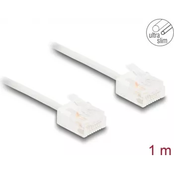 Tinklo kabelis DeLOCK RJ45 Cat.6 UTP Ultra plonas 1m Baltas