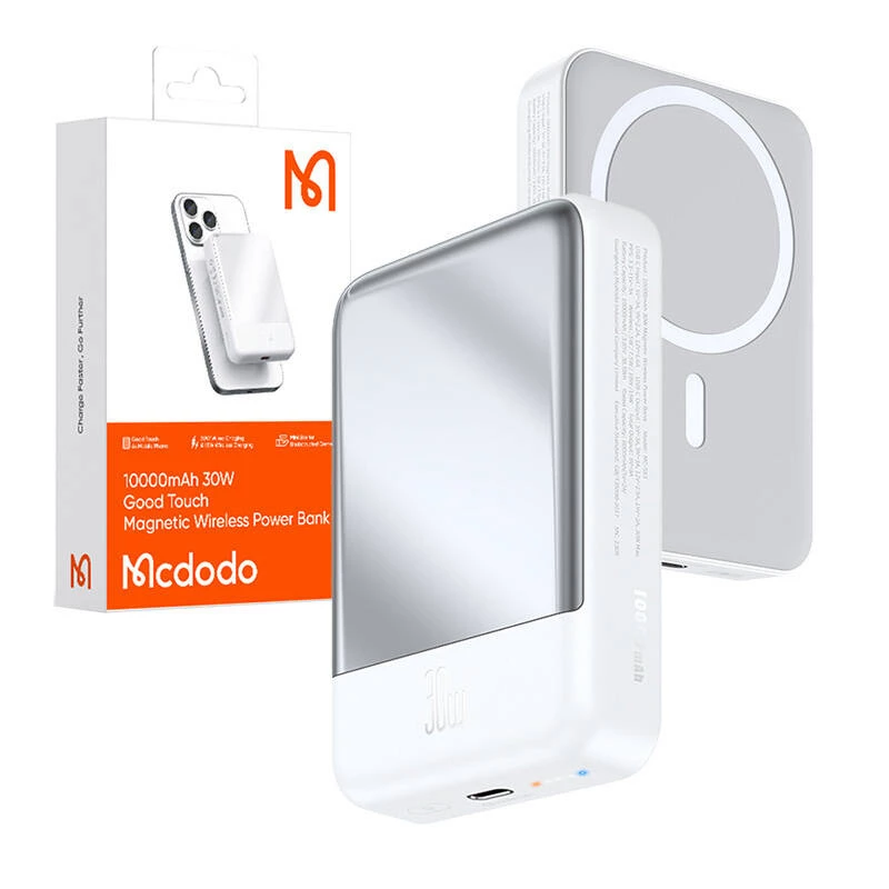 Mcdodo MC-5930 magnetinė išorinė baterija 10000 mAh, 30 W (balta)