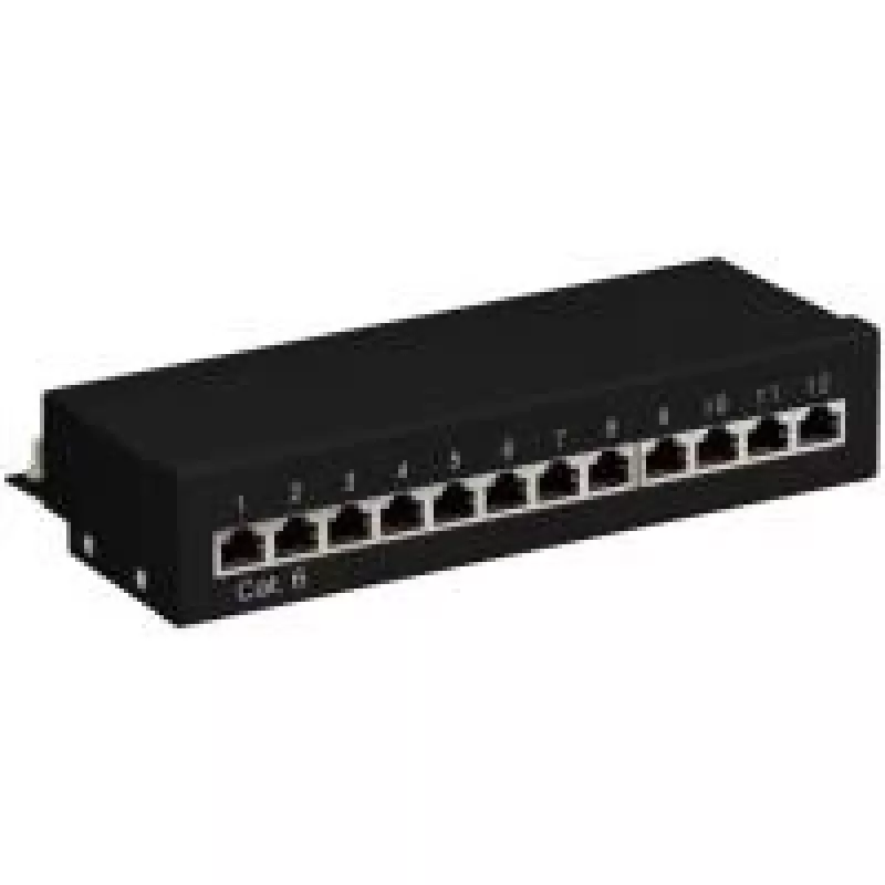 Wentronic Goobay CAT 6 Mini/Desktop Patch Panel, 12 Port, Juoda - STP Shielded, Juoda (69307)
