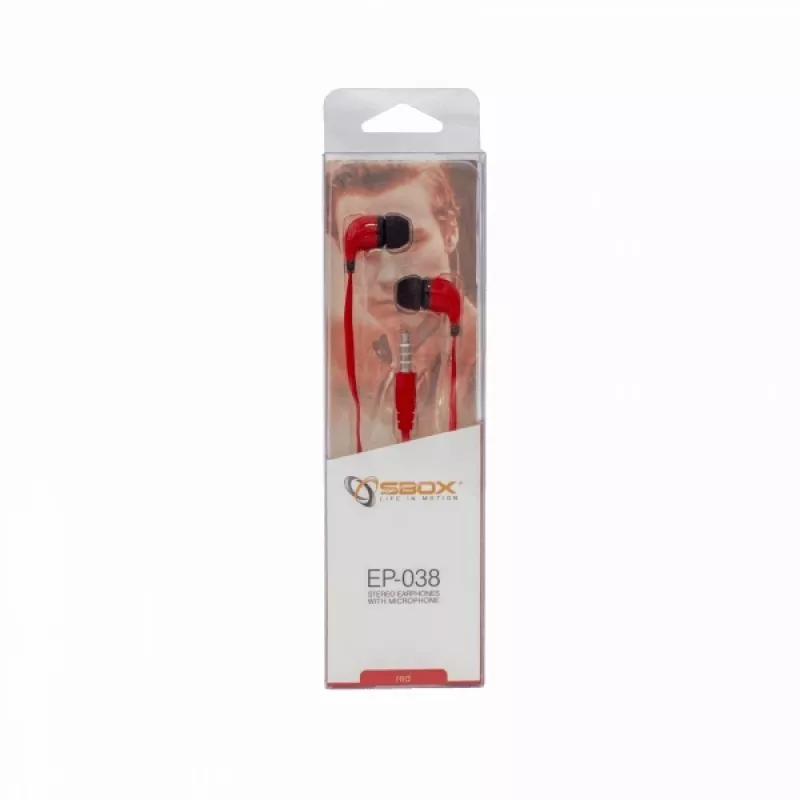 Sbox stereo ausinės su mikrofonu EP-038 raudonos