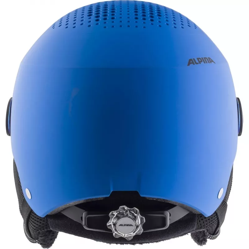 Šalmas ALPINA ZUPO VISOR QLite — vaikiškas slidinėjimo šalmas, kietas kevalas, 54–58 cm, integruotas skydelis, Run System Ergo Snow