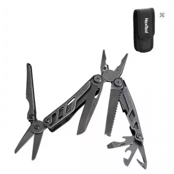 Multitool Nextool Mini FLAGSHIP NE20122 — 10 funkcijų kompaktiškas nerūdijančio plieno daugiafunkcis įrankis, juodas, 67×27×17 mm, 83 g