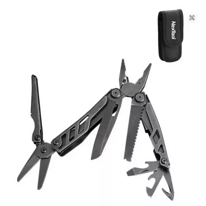 Multitool Nextool Mini FLAGSHIP NE20122 — 10 funkcijų kompaktiškas nerūdijančio plieno daugiafunkcis įrankis, juodas, 67×27×17 mm, 83 g