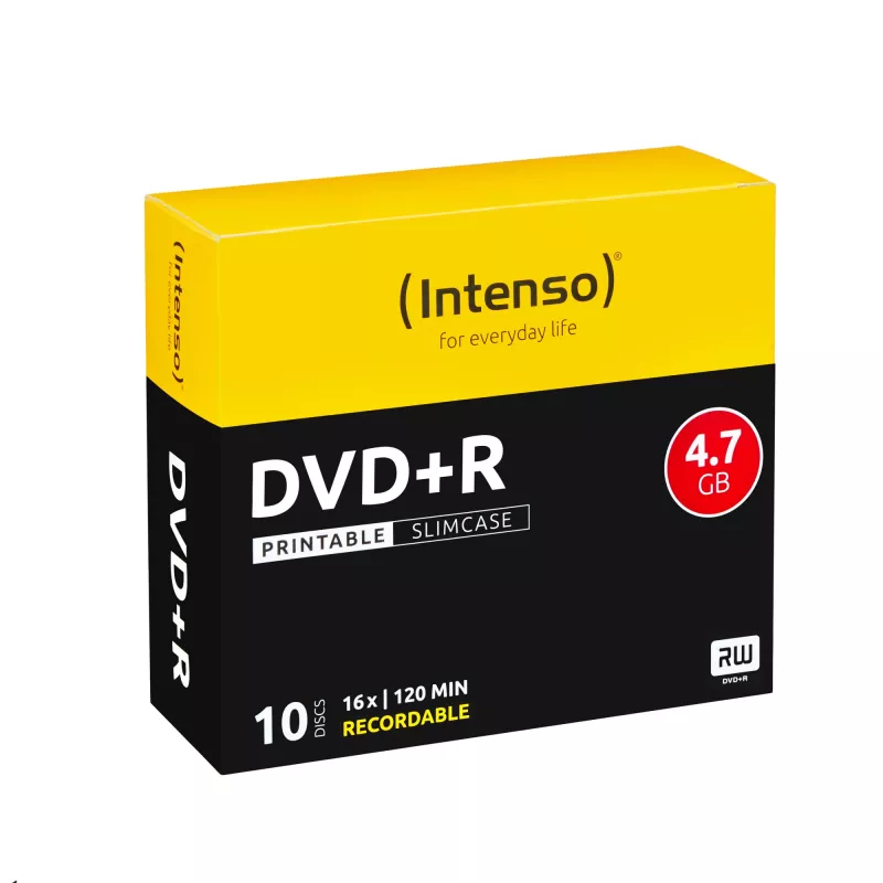 INTENSO DVD+R 4.7GB 16x Spausdinamas 10 vnt. Slimcase, 120 mm
