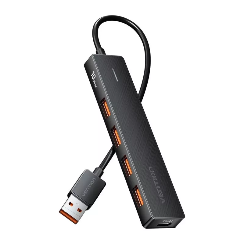 USB 3.2 Gen 2 5-in-1 kelių prievadų šakotuvas Vention CHOBB — 5 prievadai (4× USB 3.2 Gen 2 Type-A, 1× USB 3.2 Gen 1 Type-A), 0,15 m, ABS, juodas