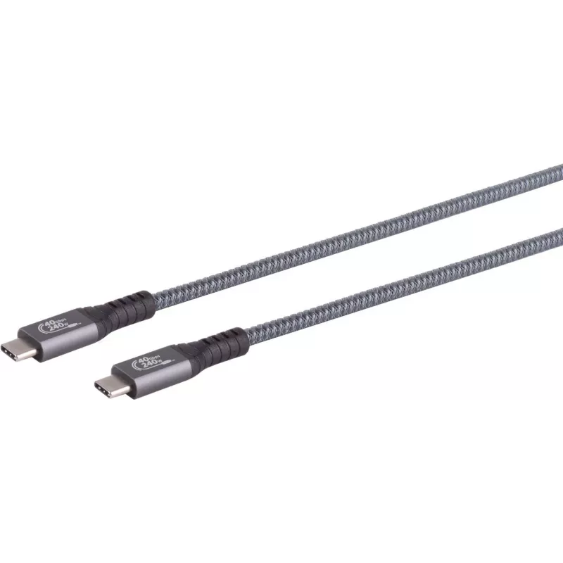 USB laidas S/CONN 13-68150 USB4 Gen 3x2 1,5 m USB C Pilka