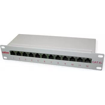 ROTRONIC-SECOMP Roline - pataisų skydelis - CAT 6a - RJ-45 X 12 - Pilka - 1U - 25,4 cm (10)