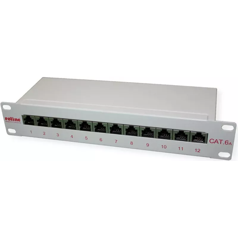ROTRONIC-SECOMP Roline - pataisų skydelis - CAT 6a - RJ-45 X 12 - Pilka - 1U - 25,4 cm (10)