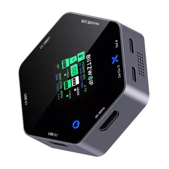 Doko stotelė BlitzWolf BW-TH16 8-in-1 USB 100W su išmaniuoju LCD ekranu